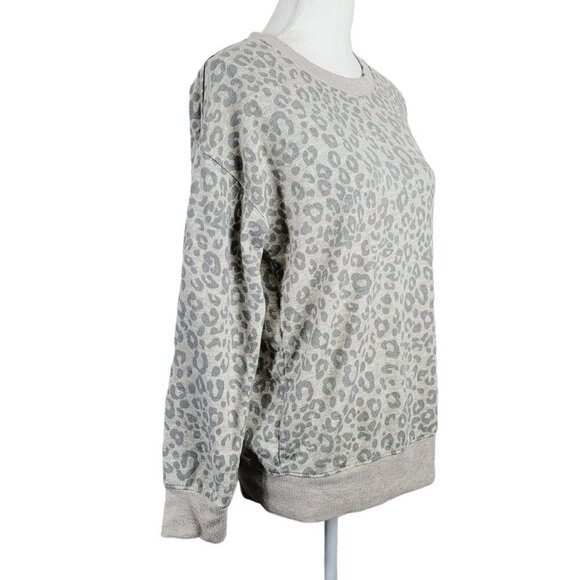 Splendid Sz Small Leopard Shirt Tan Gray Sweatshirt Look Casual Everyday Wear - Picture 2 of 6